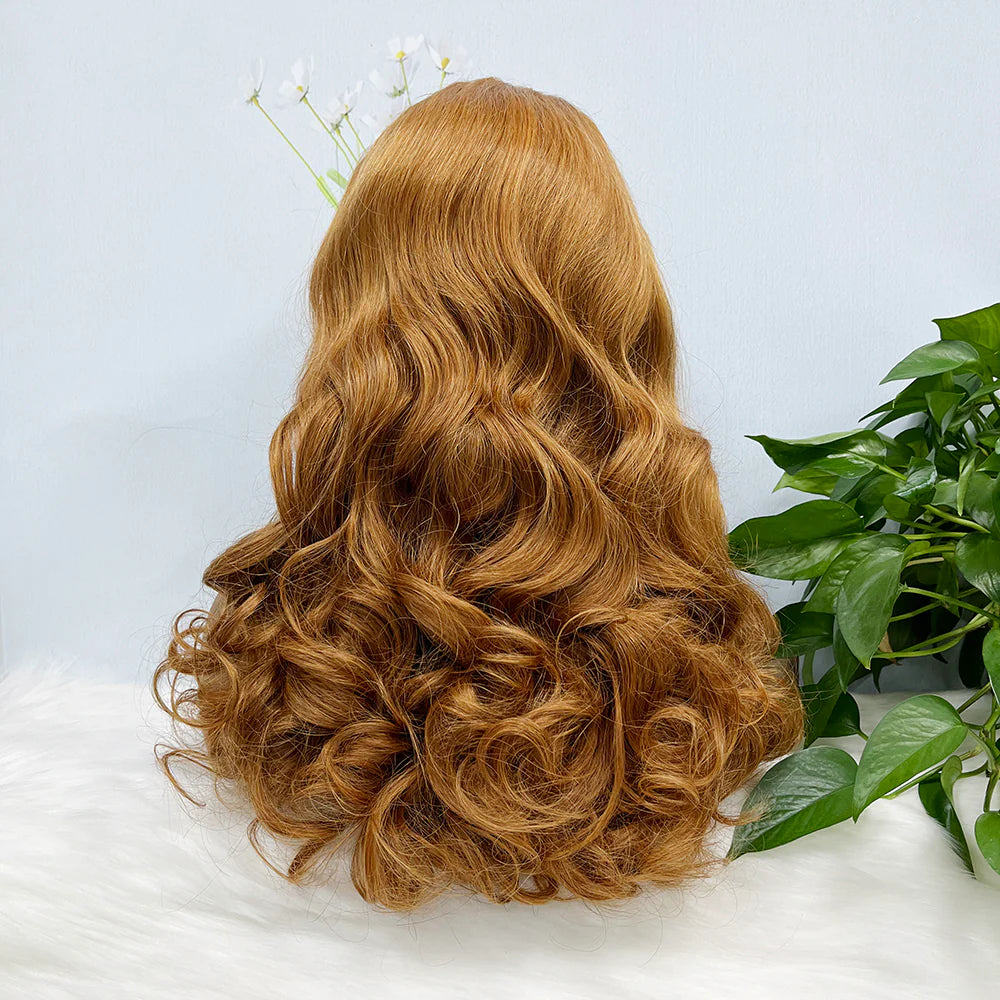 Double Drawn 13*4 Lace Wig Loose Wave Natural Human Hair Lace Wig Color 30# 300% Density