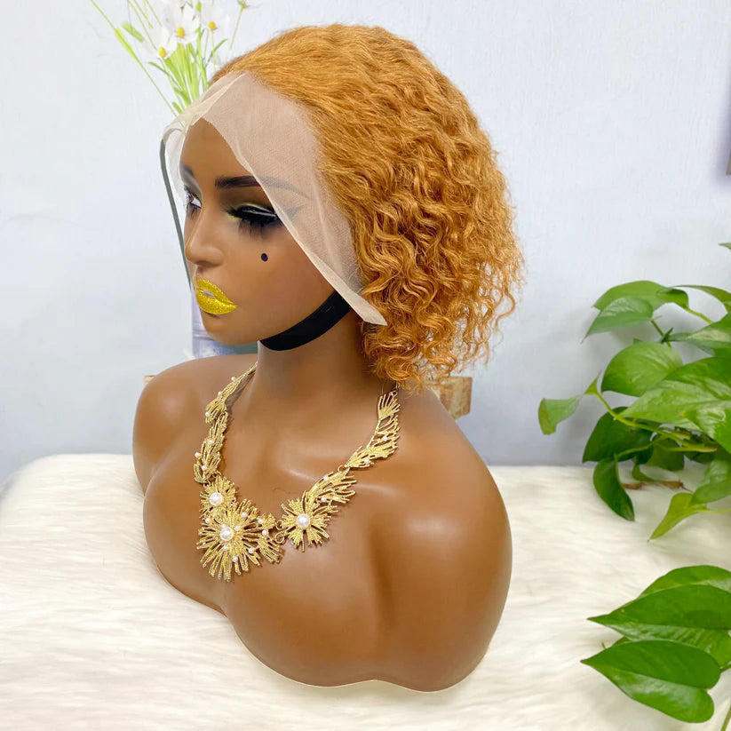 13*4 Lace Wig Curly Human Hair Lace Wigs Color 30#