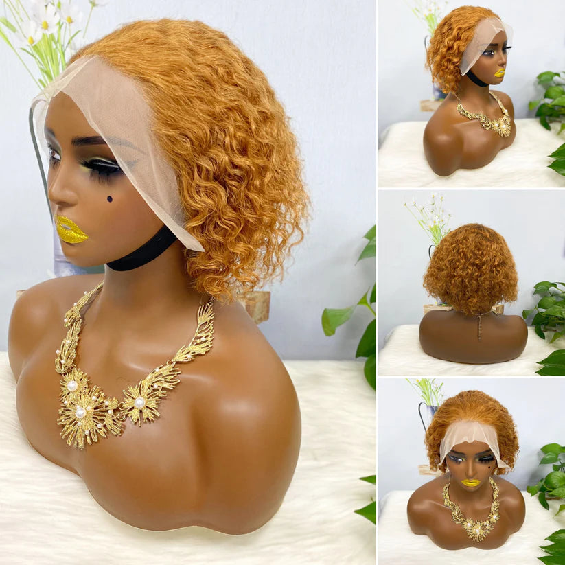 13*4 Lace Wig Curly Human Hair Lace Wigs Color 30#