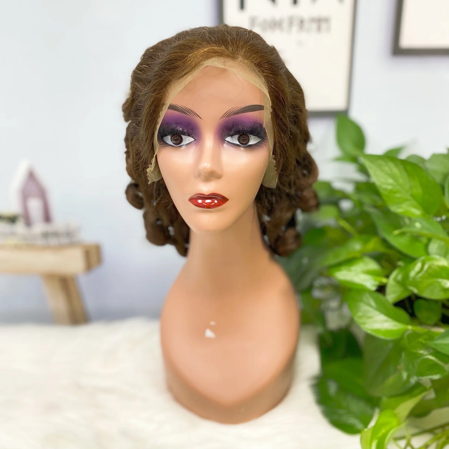 DD 13*4 Lace Wig Spring Curl Natural Human Hair Lace Wigs Color 4#