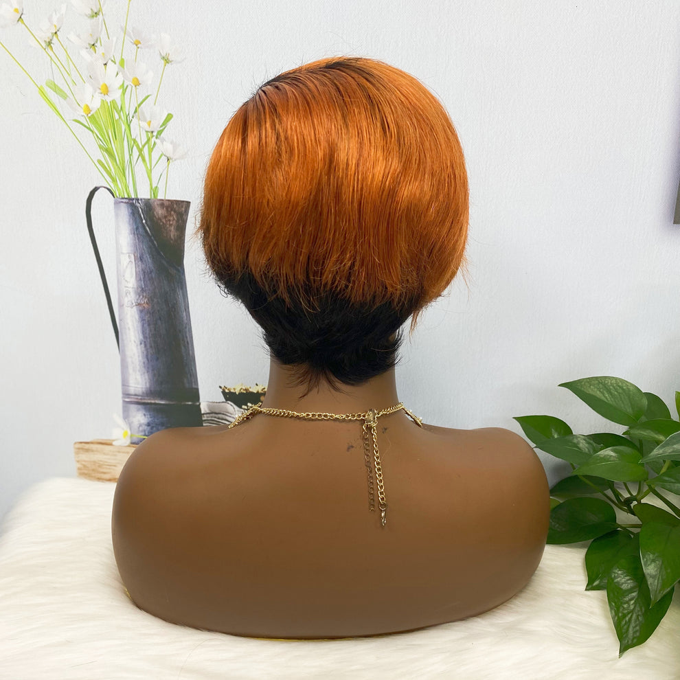 Machine Human Hair Wig Natural Hair Wig W604 Color T1B/350#