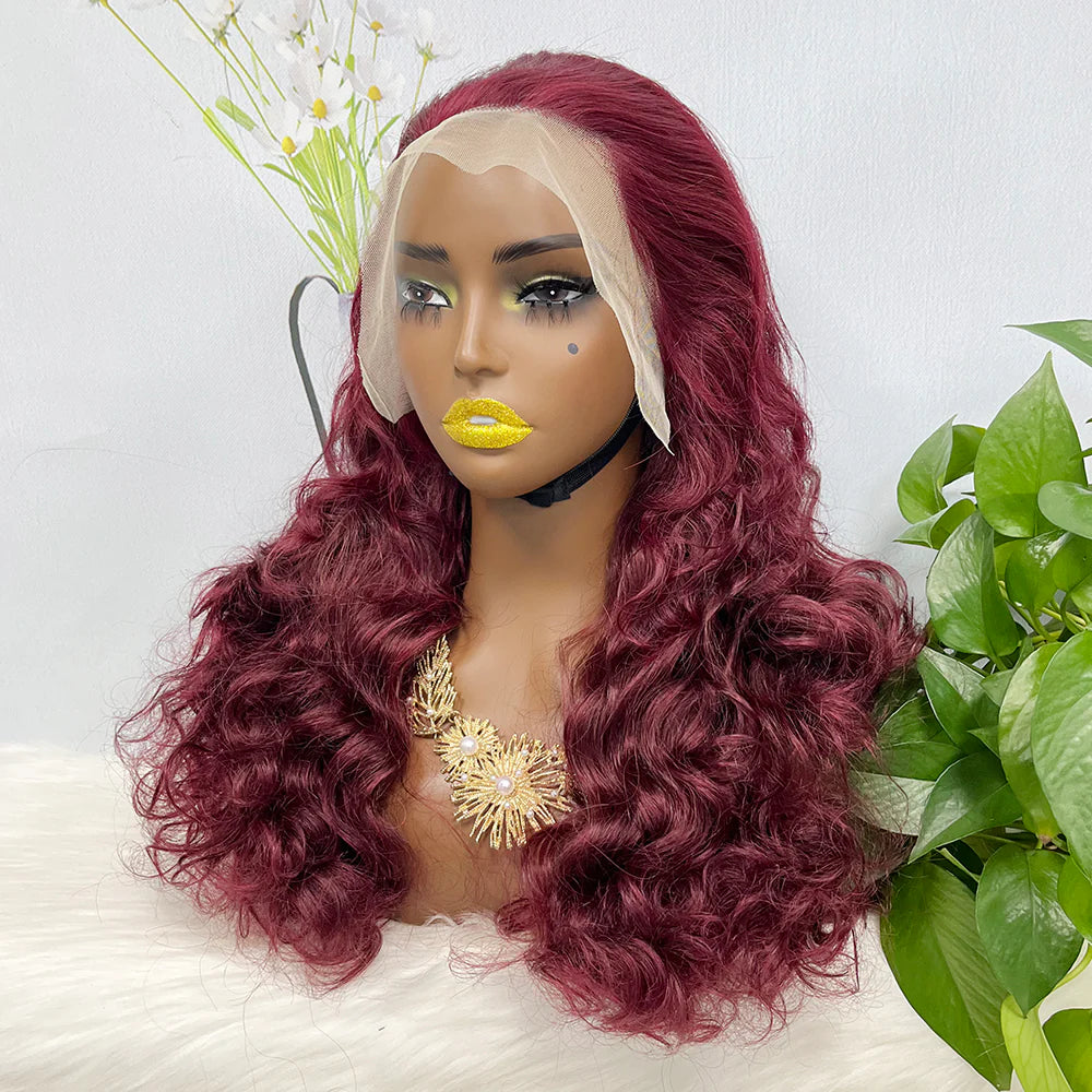 DD 13*4 Lace Wig Fumi Natural Human Hair Lace Wigs Color 99J 250% Density