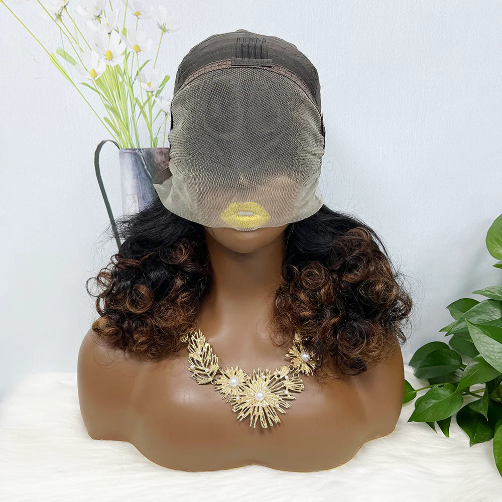 DD 13*4 Lace Wig Fumi Natural Human Hair Lace Wigs Color T1B/4# 250% Density