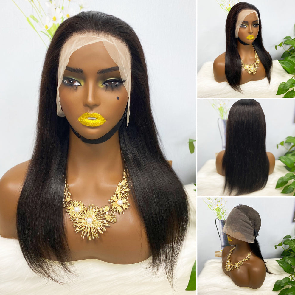 13*4 Lace Wig Straight Natural Color Virgin Human Hair Wigs 200% Density Color NC