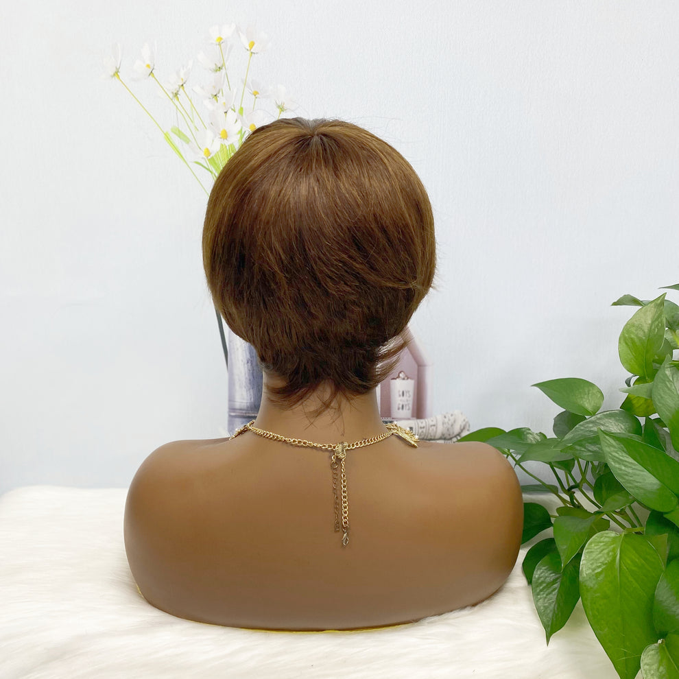 Machine Human Hair Wig Natural Hair Wig 510 Color 4#