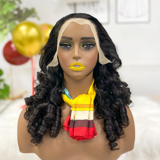 13*4 Lace Wig Spring Curl Natural Human Hair Lace Wigs Color NC 300% Density