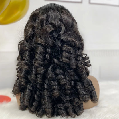 13*4 Lace Wig Spring Curl Natural Human Hair Lace Wigs Color NC 300% Density