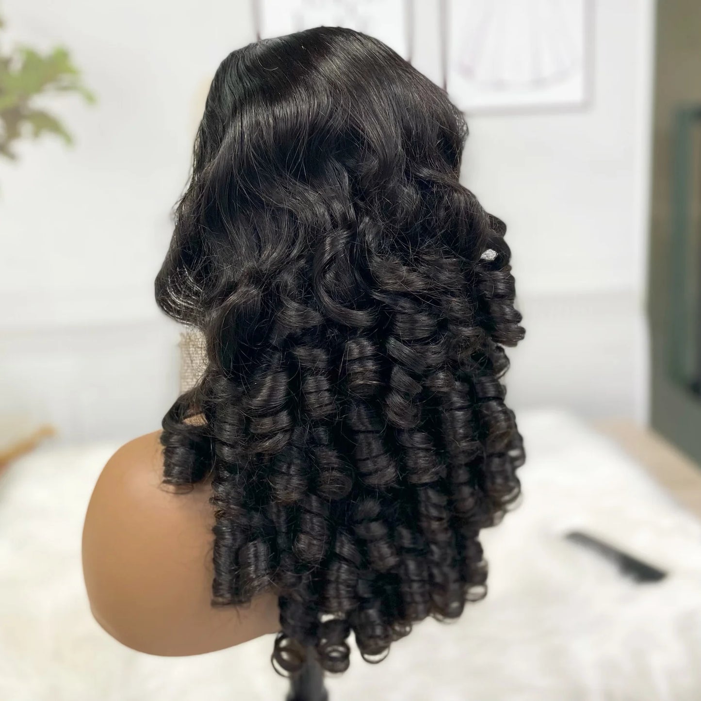 13*4 Lace Wig Spring Curl Natural Human Hair Lace Wigs Color NC 300% Density