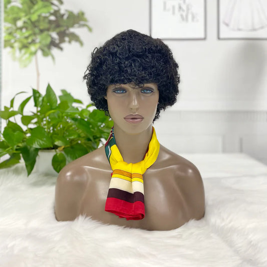 W679 Machine Human Hair Wig Color 1B