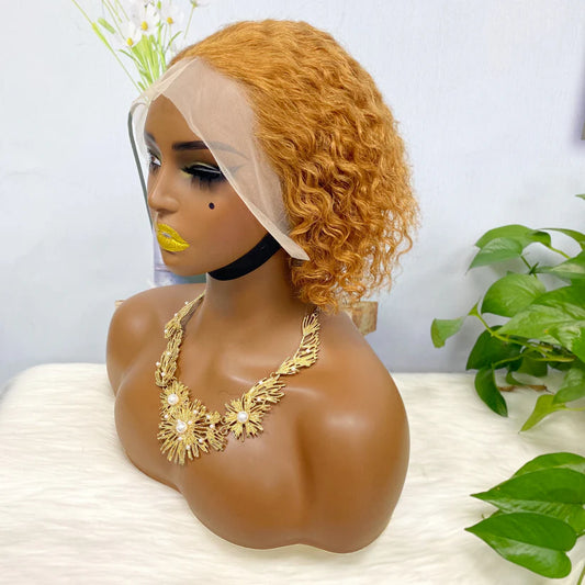 13*4 Lace Wig Curly Human Hair Lace Wigs Color 30#