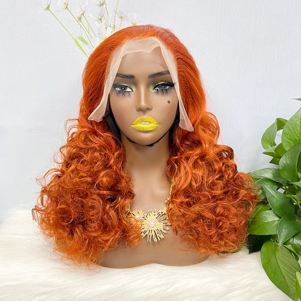 Double Drawn 13*4 Wig Pixie Curl Natural Color Lace Wigs Color 33# 250% Density