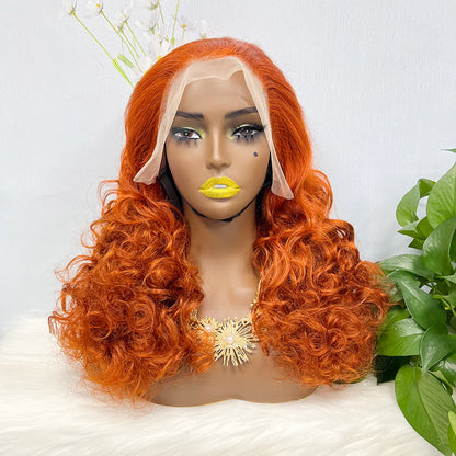 Double Drawn 13*4 Wig Pixie Curl Natural Color Lace Wigs Color 33# 250% Density