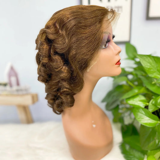 DD 13*4 Lace Wig Spring Curl Natural Human Hair Lace Wigs Color 4#