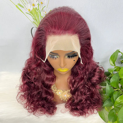 DD 13*4 Lace Wig Fumi Natural Human Hair Lace Wigs Color 99J 250% Density