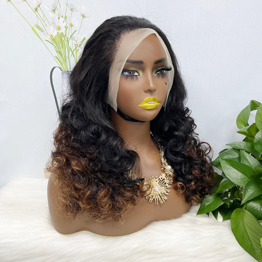 DD 13*4 Lace Wig Fumi Natural Human Hair Lace Wigs Color T1B/4# 250% Density