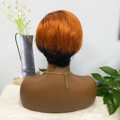 Machine Human Hair Wig Natural Hair Wig W604 Color T1B/350#