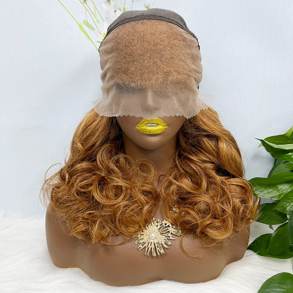 Double Drawn 13*4 Lace Wig Loose Wave Natural Human Hair Lace Wig Color 30# 300% Density