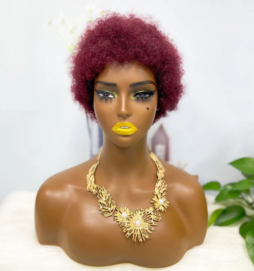 Afvo Wig Machine Human Hair Wig Natural Hair Wigs Color 99J 6inch
