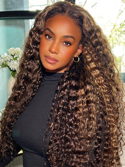 Peruca Lace Frontal 13x4 Water Wave - Cabelo Humano Virgem Premium (Cor P4/27)