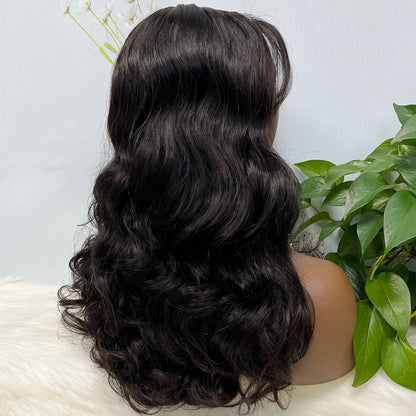 Fringe Double Drawn 5*5 Wig Loose Wave Lace Wigs Color NC 22inch