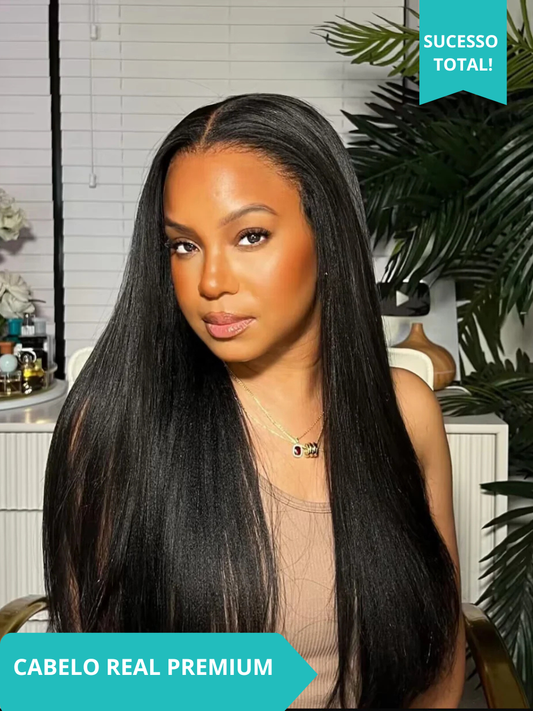 Peruca Humana 13x4 Lace Front Liso Absoluto (Straight) 200% Densidade - Cor Natural
