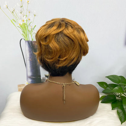 Machine Human Hair Wig Natural Hair Wigs 0701 Color T1B/30#