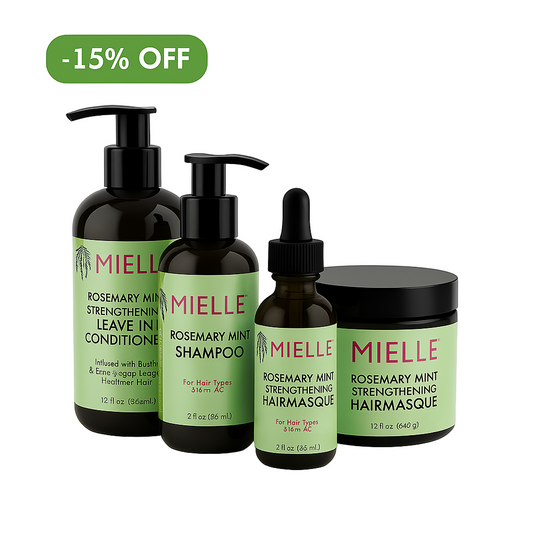 Kit Mielle Alecrim e Hortelã Fortalecedor – Shampoo 355 ml, Condicionador Leave-In 355 ml, Máscara Capilar 340 g e Óleo Capilar 59 ml