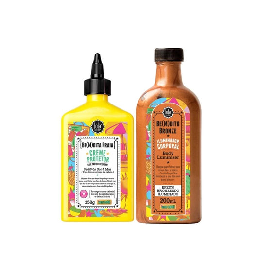 Lola Pack Be(M)Dita Praia Creme Capilar Pré e Pós Sol 250g + Iluminador Corporal 200ml